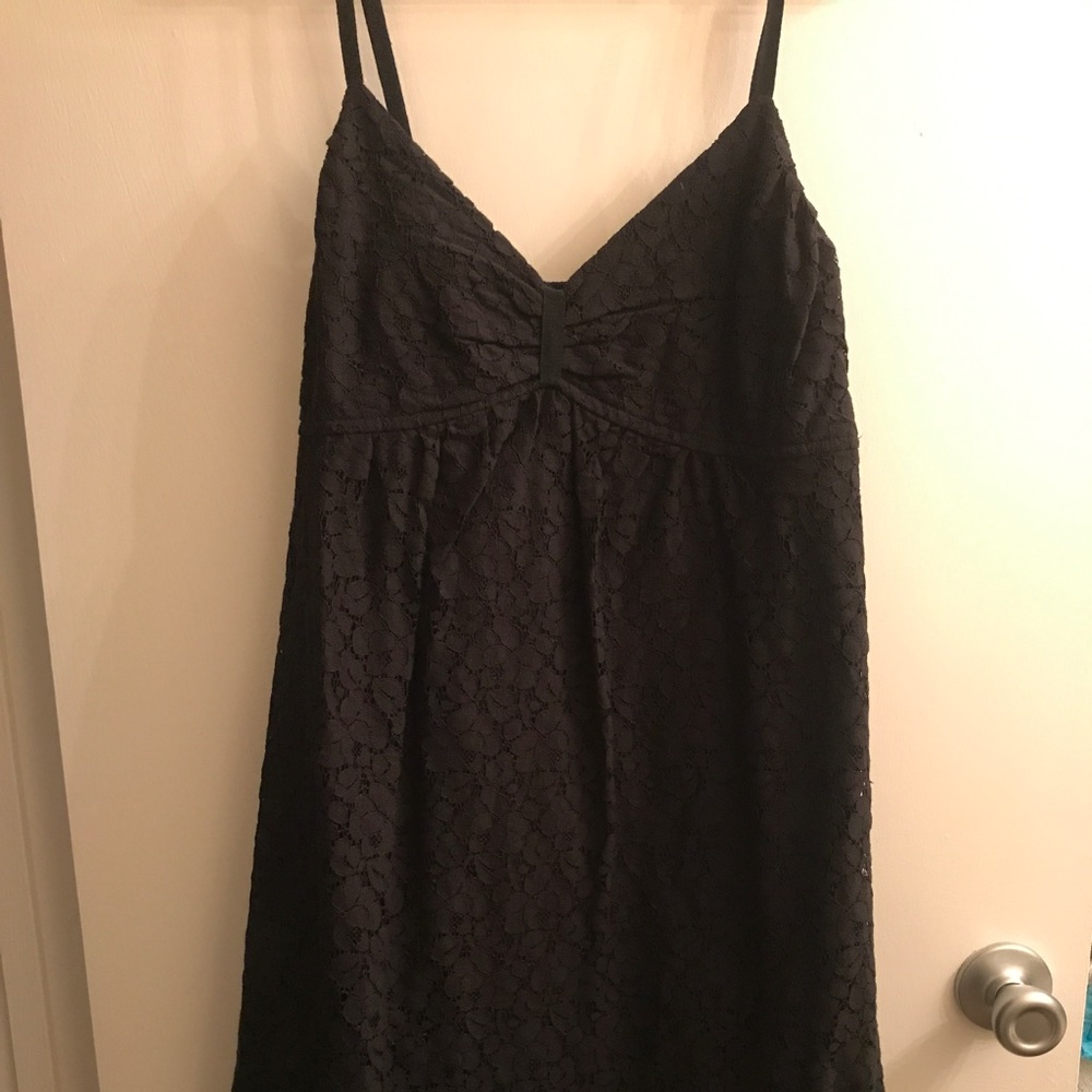 Spaghetti strap lace black dress