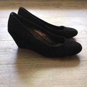 Black Suede wedge pump