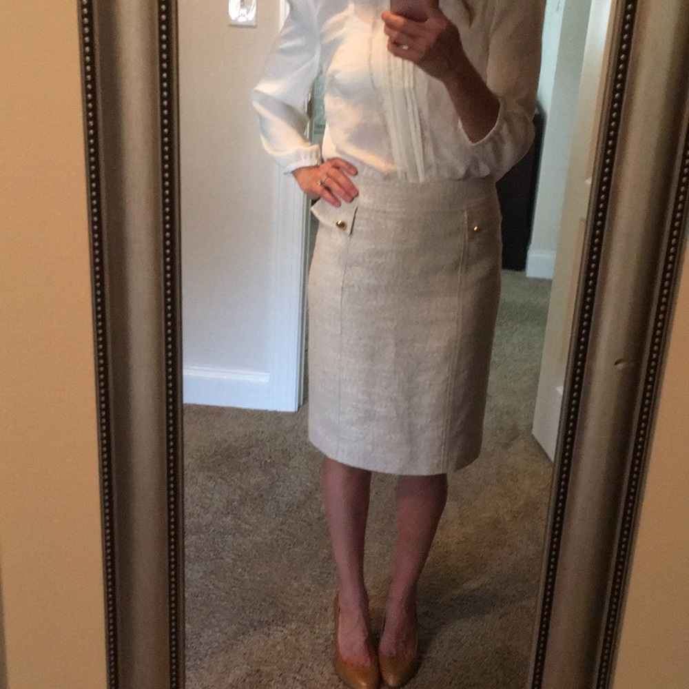 Cream Pencil Skirt