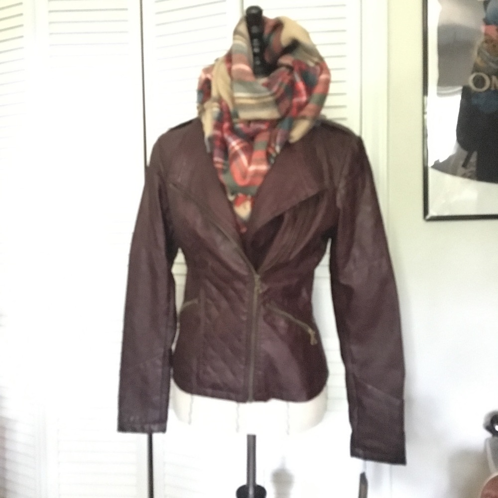 Guess brown leather jacket