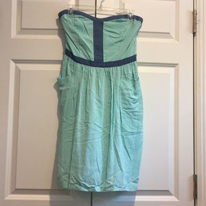 Mint Strapless Dress with Pockets