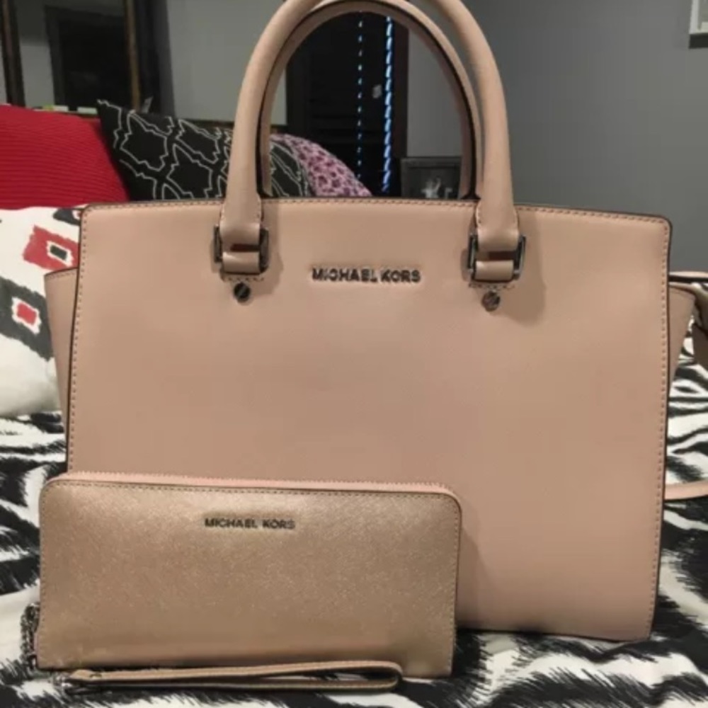 Michael Kors Selma Ballet Pink satchel and wallet