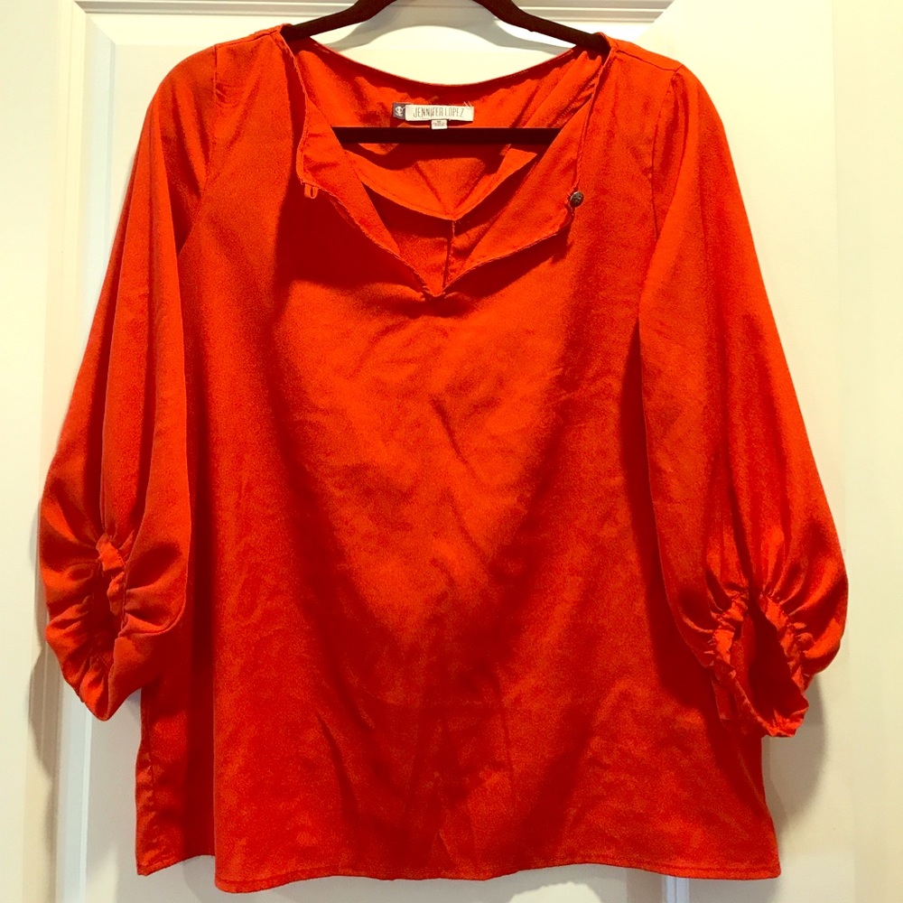 Jennifer Lopez red orange blouse M