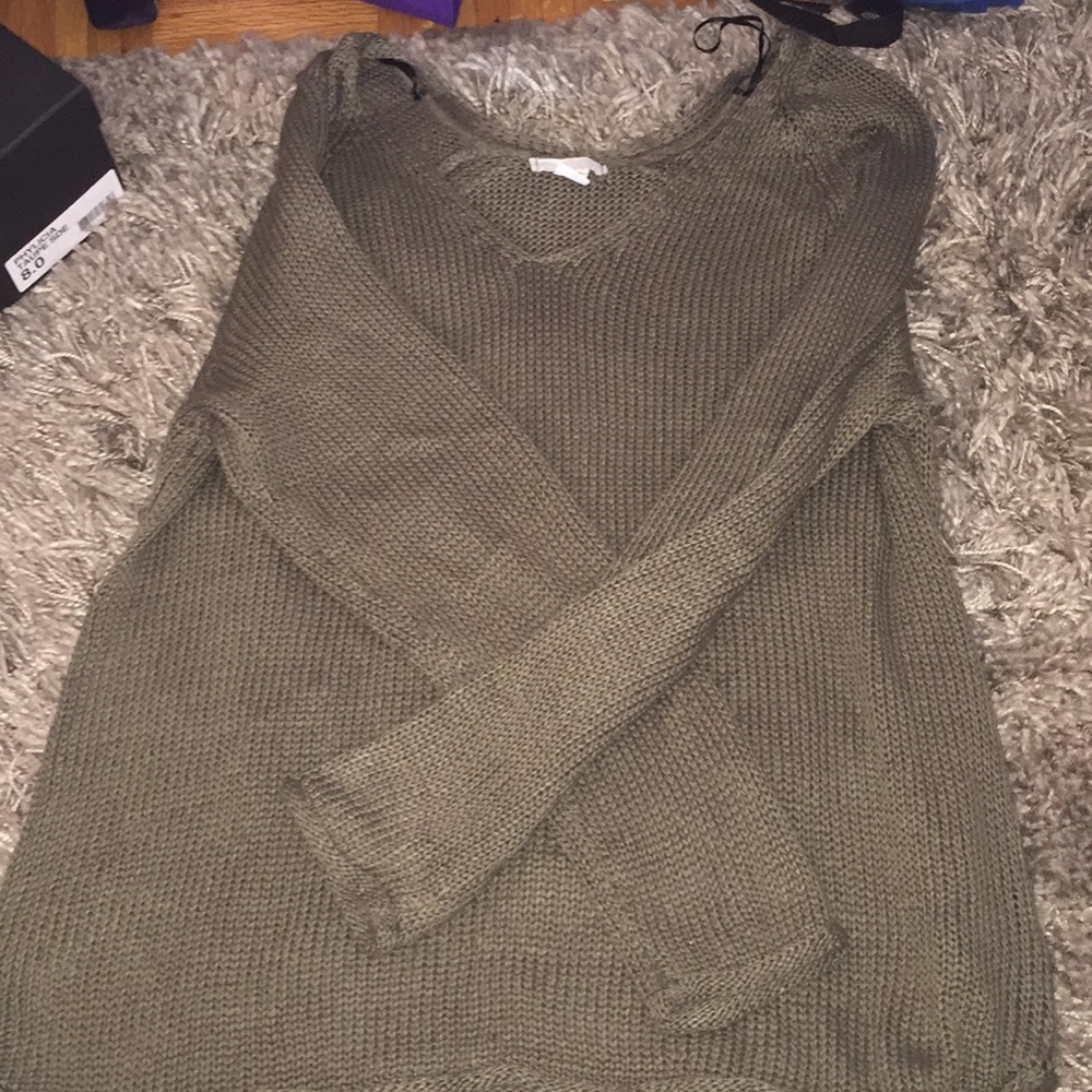 hunter green woven sweater