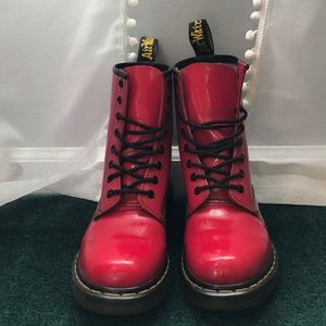 Women's Patent Leather AirWalk Dr. Martens (Red)