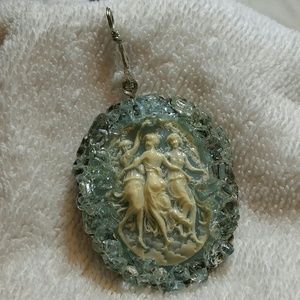 #0065 Blue Cameo Pendant with Aquamarine Nuggets