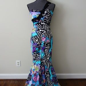 Zebra Floral Unique Wild Prom Gala Mermaid Dress