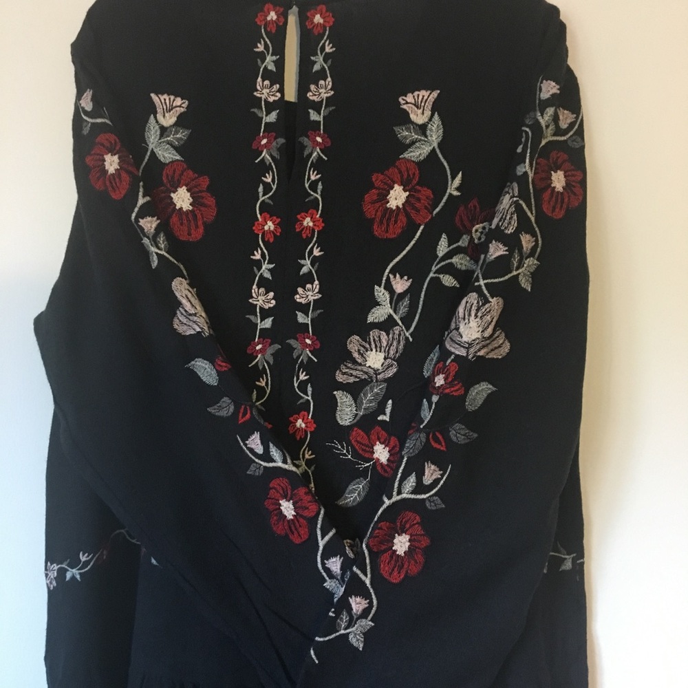 Zara navy blue Floral embroidered tunic dress - Picture 5 of 7