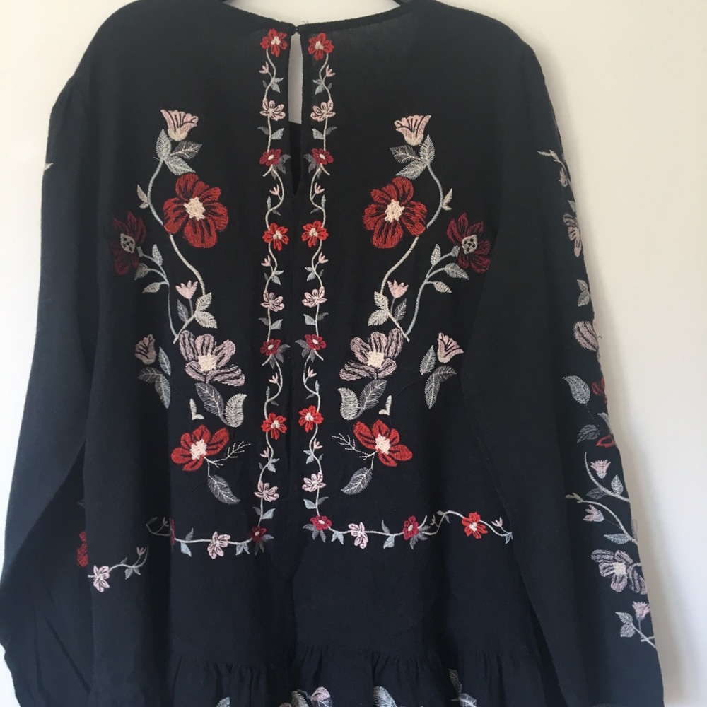 Zara navy blue Floral embroidered tunic dress - Picture 7 of 7