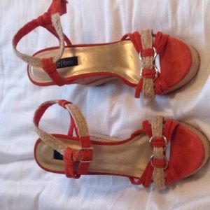 Orange wedge sandals
