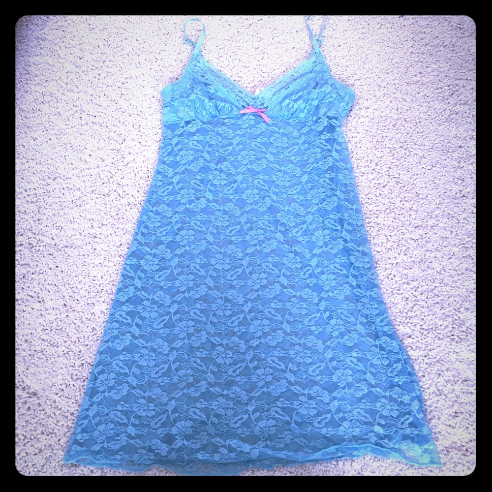 Blue lace slip