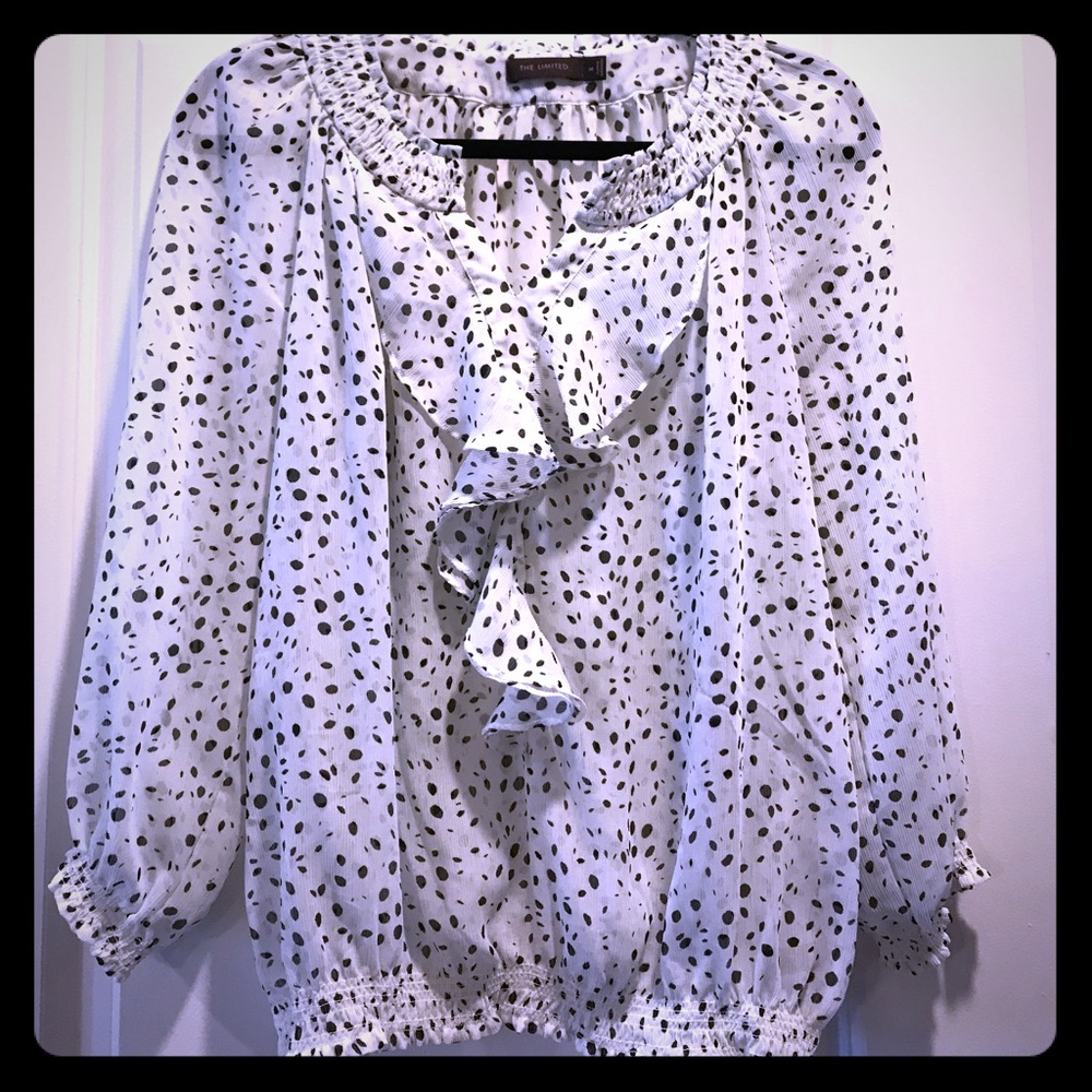 The Limited white & black polkadot blouse M