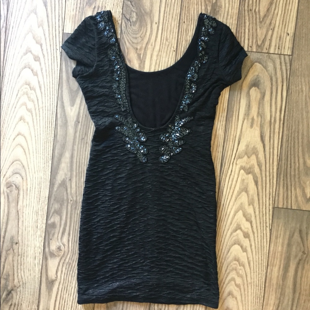 Free People Black Bodycon Open Back Dress XS