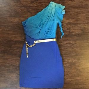 Blue Ombré Color Block Dress