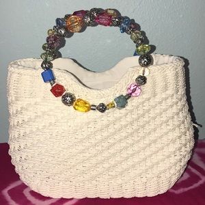 White straw purse