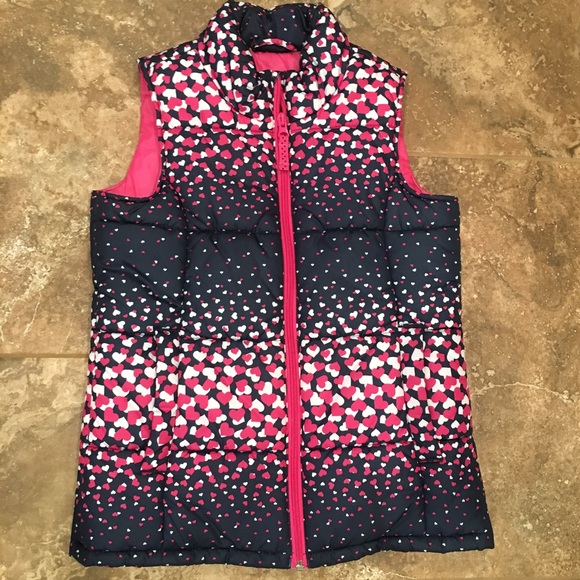 Land's End girls size 6-7 hearts puffer vest - Picture 1 of 3