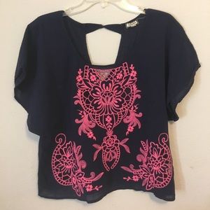 SOLD- Embroidered Boxy Top