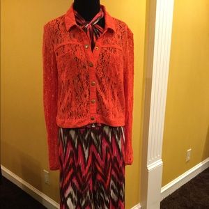 Lace Jacket. Orange. Size Large.