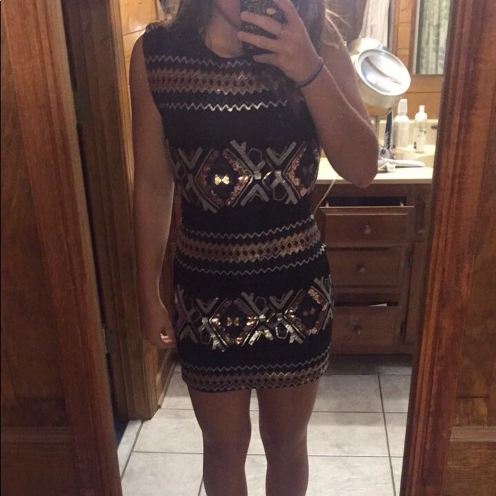 Bodycon Sequin Navy Hoco Dress