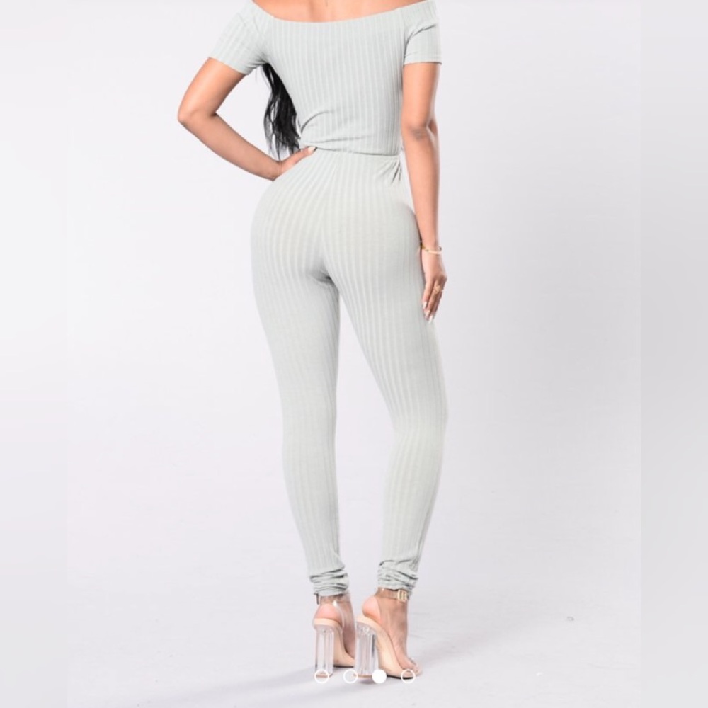 Off the Shoulder Jumpsuit in Sage