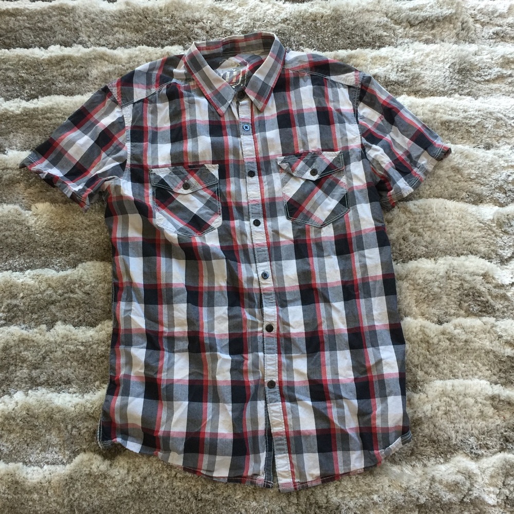 H&M Button Down Casual Short Sleeve Dress Shirt