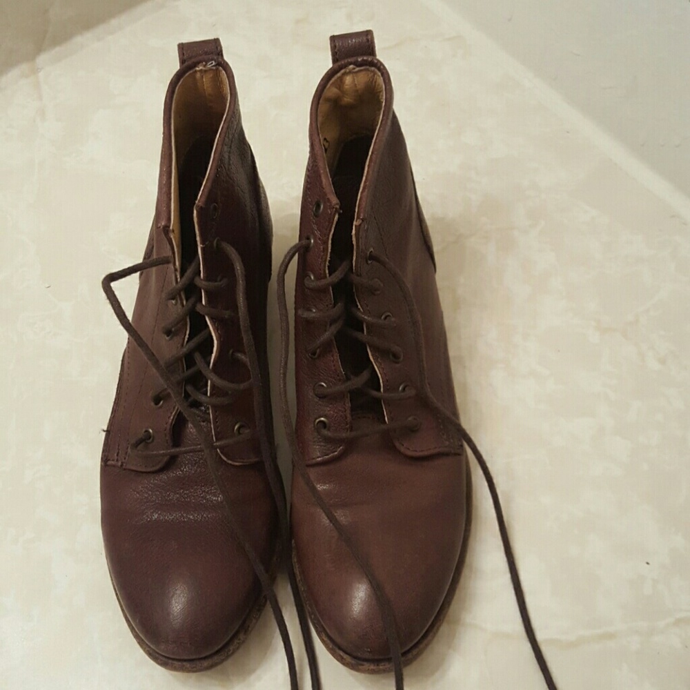 Women Frye Brown Lace Up Boots Sz 5.5 B