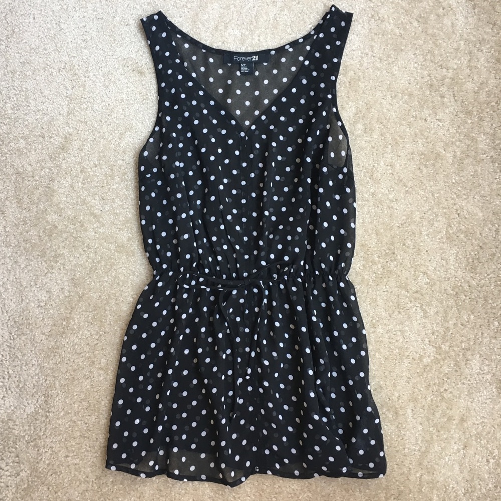 Forever 21 Sheer Polka Dot Tie Waist Tank Top