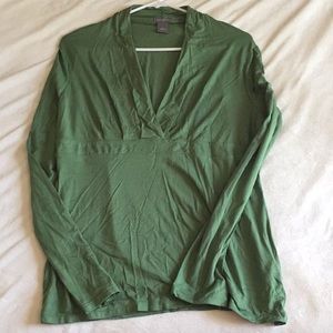 Ann Taylor Large Green Viscose Long Sleeve Top