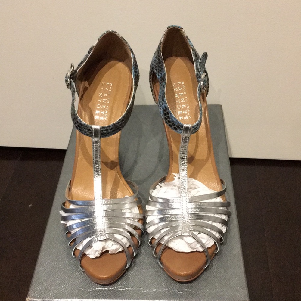 Barney's New York Silver/Snakeskin Heels. Size 39