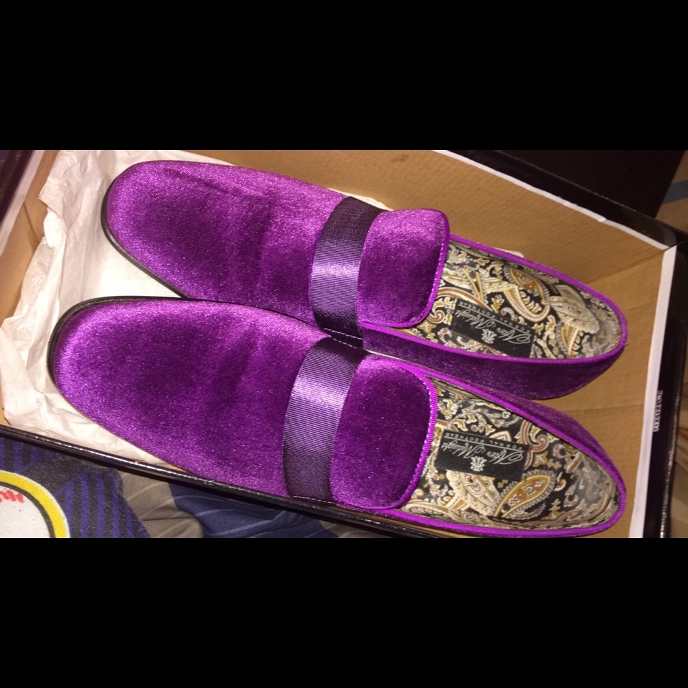 Purple Loafers with A Red bottom