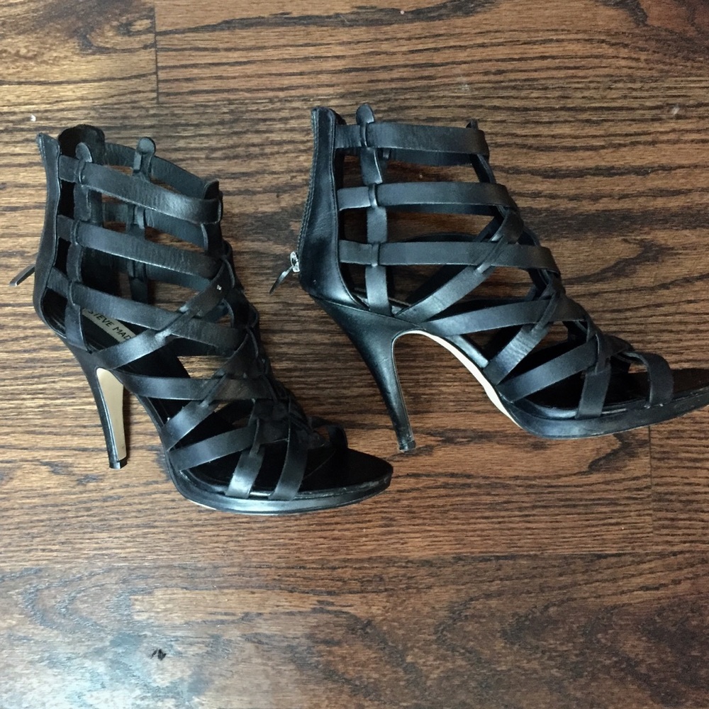 Black, Strappy, Steve Madden Heels