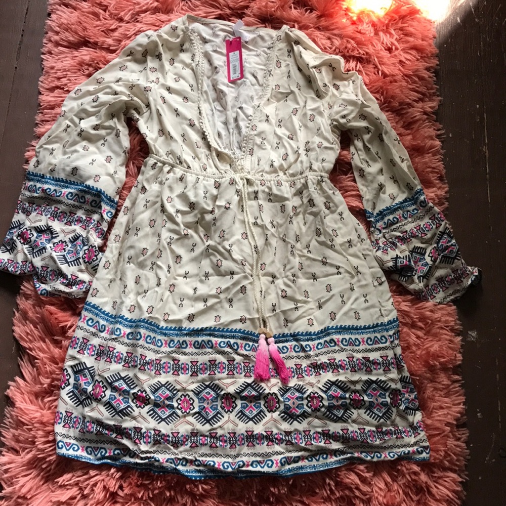 Cream patterned dress