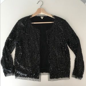 Black Sequin J Crew Cardigan