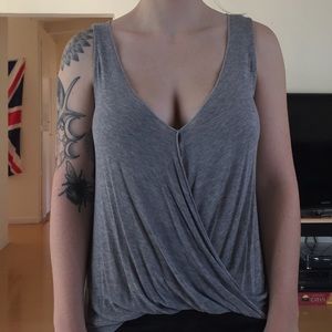 Gray cross front tank top
