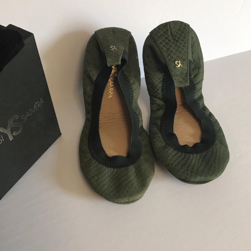 Yosi Samra Croc Embossed Fold-up Flat