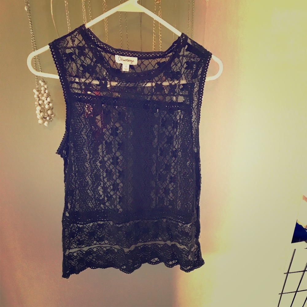 Black lace detailed tank
