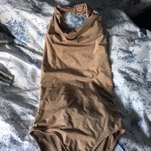 NWT Forever 21 faux suede tan halter bodysuit