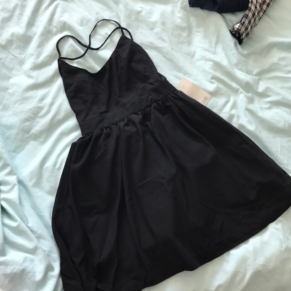 NEW backless black mini dress with lining