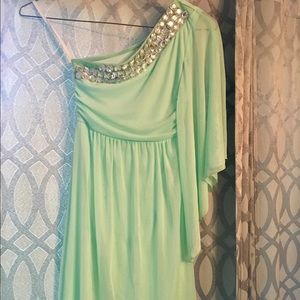 Size small girls one shoulder Mint dress