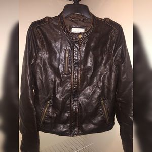Faux-Leather Moto Jacket