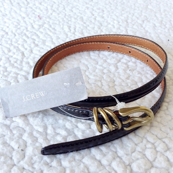 J. Crew Accessories - NWT J. Crew :Skinny Black Belt Gold Detail