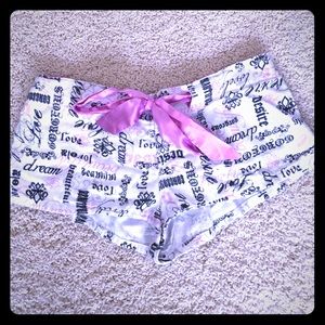 Satin pink bow graphic sleep shorts
