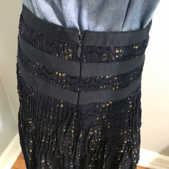 J.Crew Pleated Navy & Gold Skirt - Picture 5 of 8