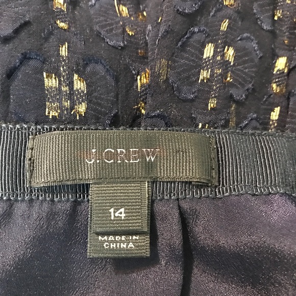 J.Crew Pleated Navy & Gold Skirt - Picture 6 of 8