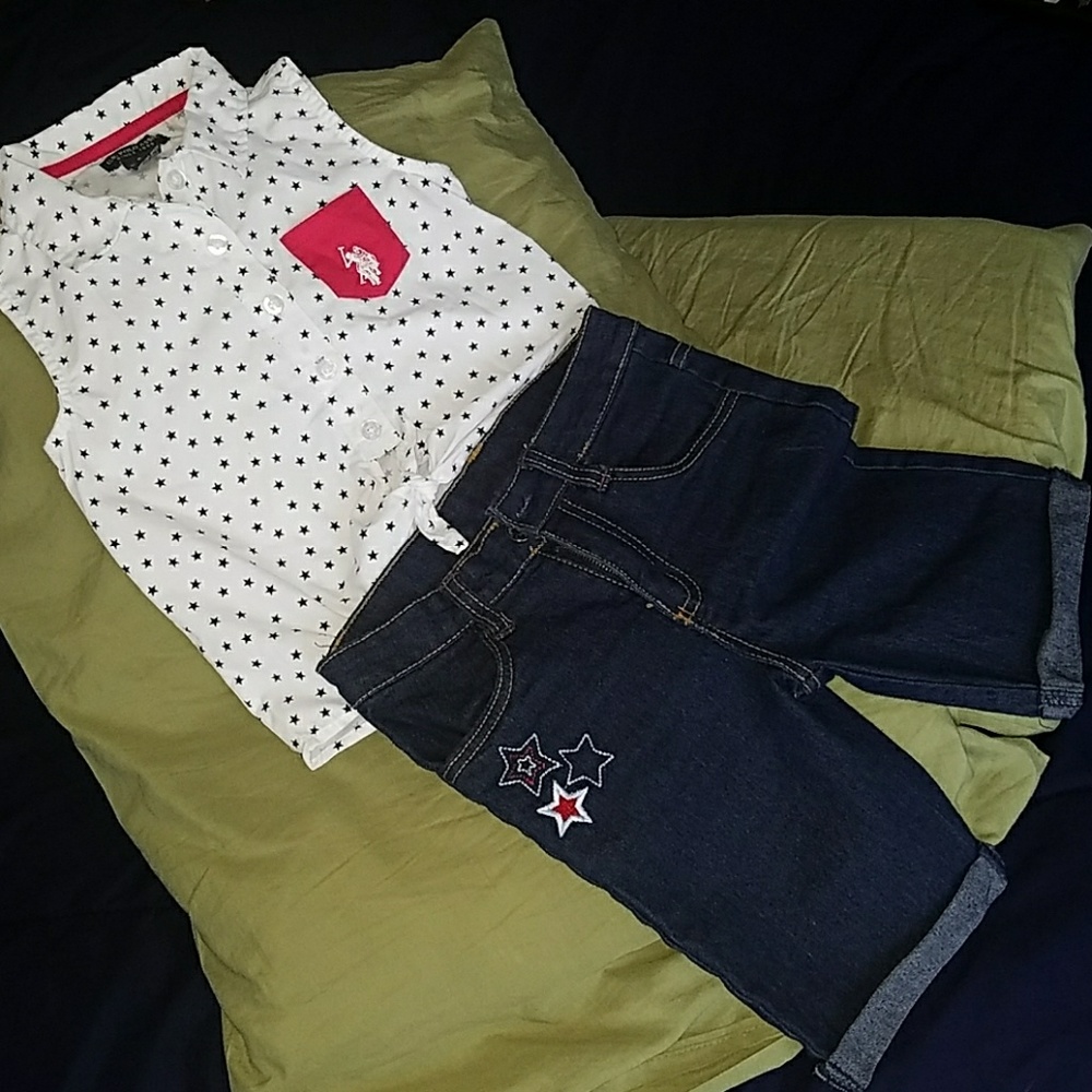 Girls red white and blue U.S. Polo Assn Outfit
