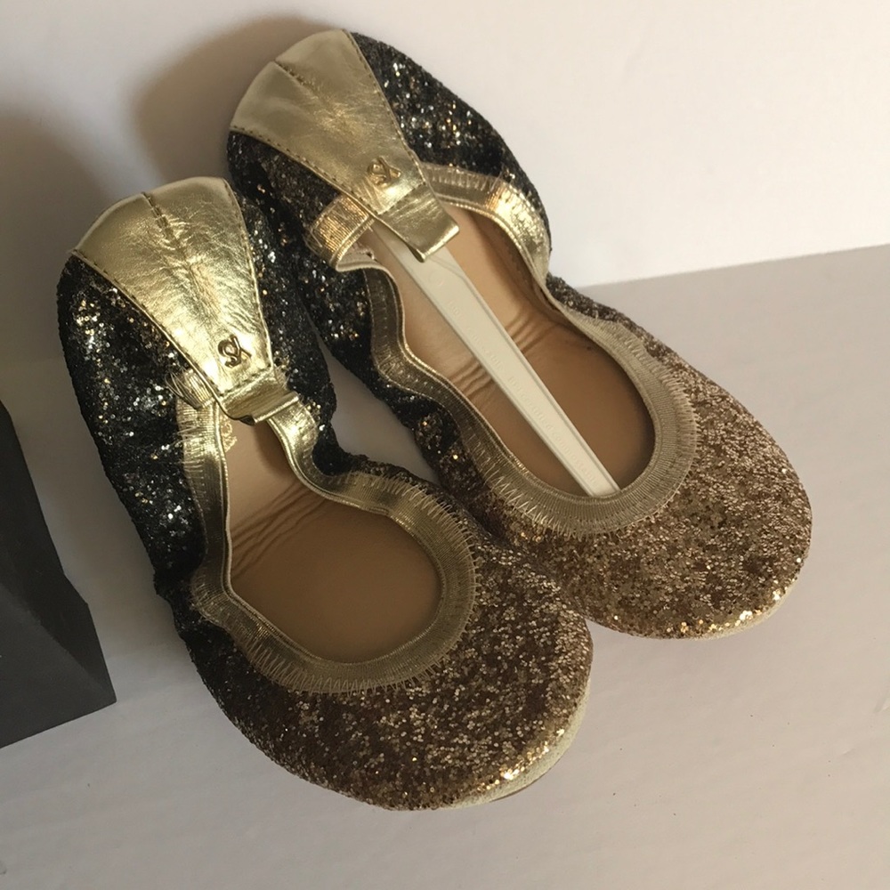 Yosi Samra Serena gold ombré Glitter FOld-up flat