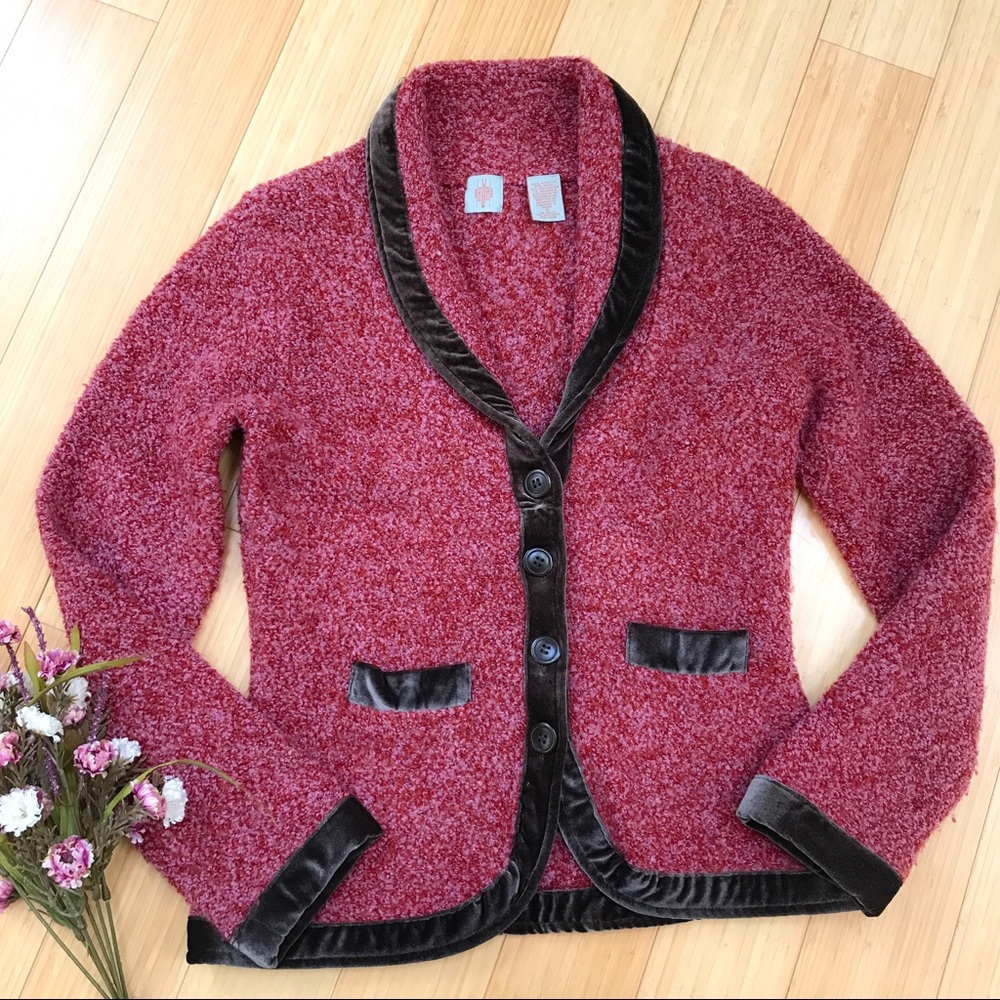 Anthropologie HWR velvet trim cardigan, S.
