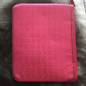 Pink Coach Canvas IPad Case/Sleeve. Beige inside.