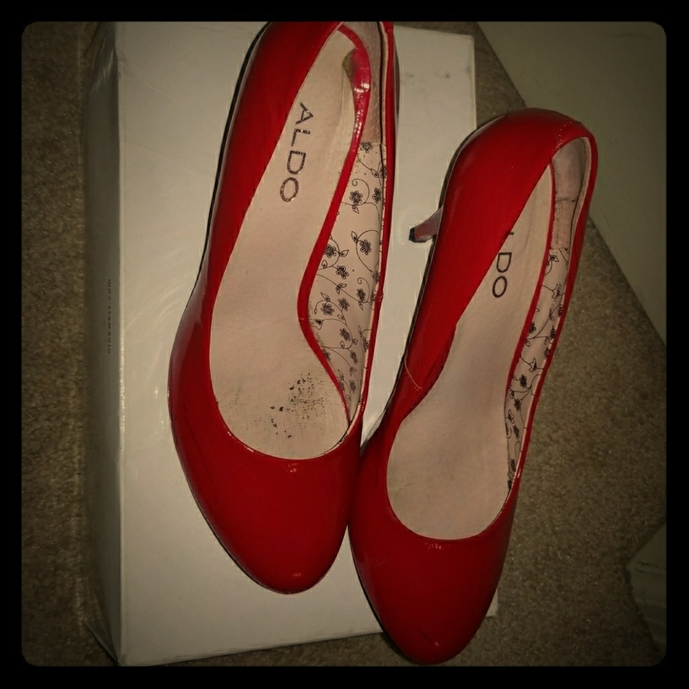 Red Wood Heeled Aldo Shoes