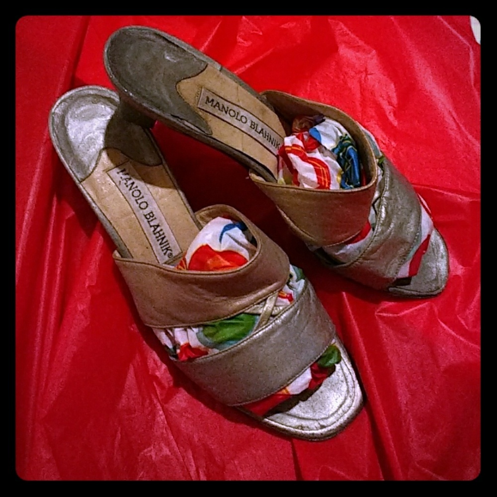 Manolo Blahnik slide on sandals